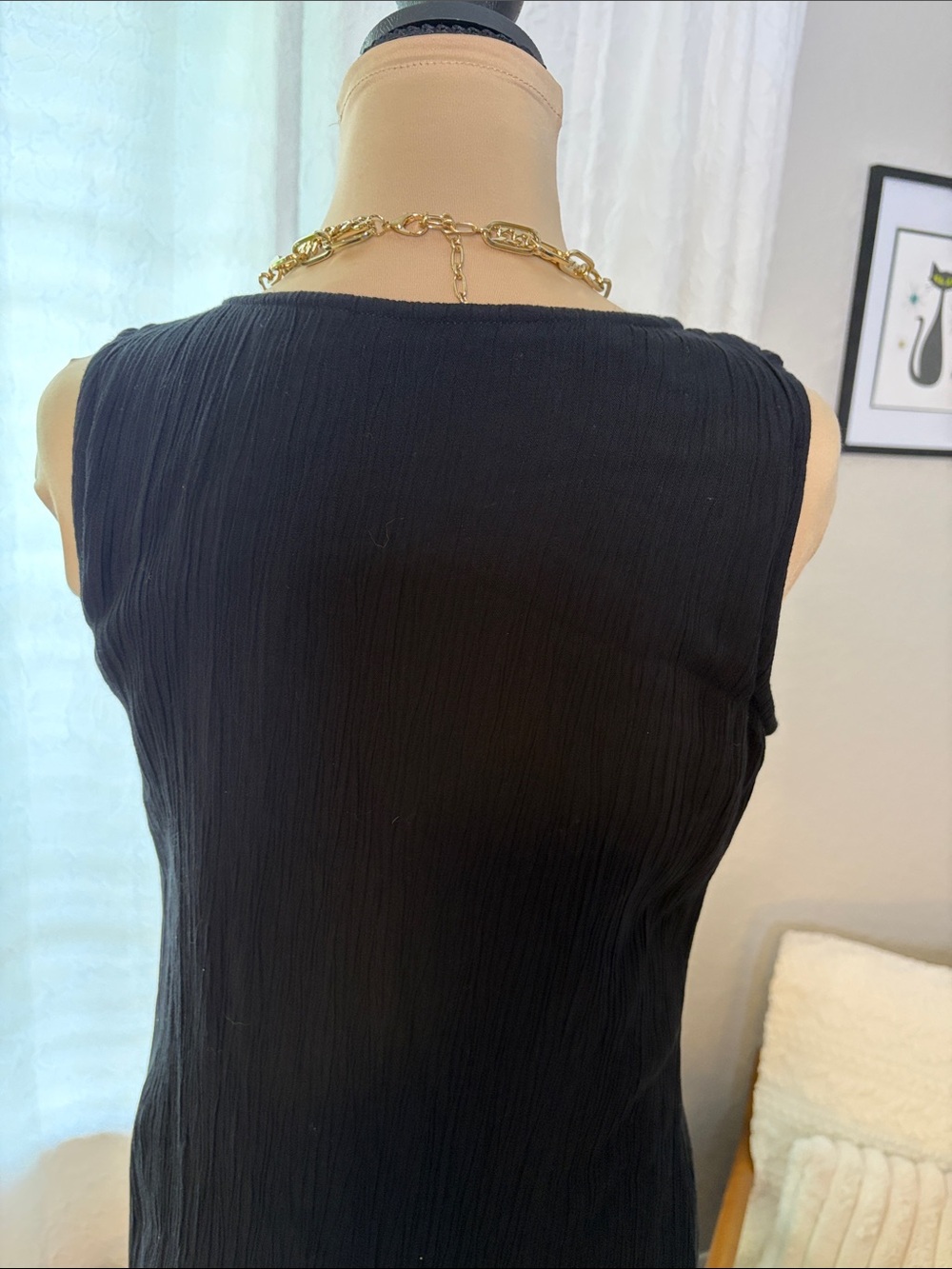 Soft Surroundings sleeveless maxi dress black crepe size petite extra small - Picture 6 of 9